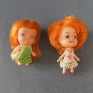 2 Vintage kleine Puppen 1960er Jahre mit orangem Haar