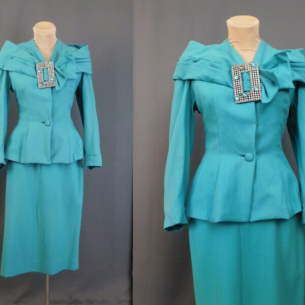 1940s Lilli Ann Fitted Swirl Crepe Suit