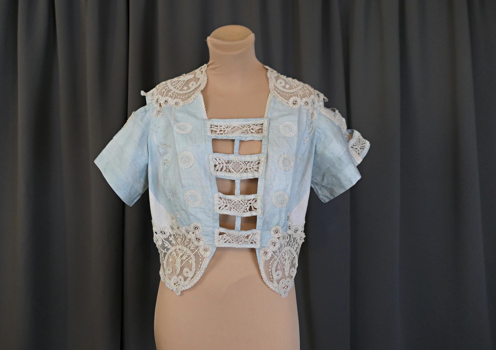 トップス 1900s Lace My Handmade Work Antique Edwardian Shirtwaist Blouse w/Lace 1900s 1920s