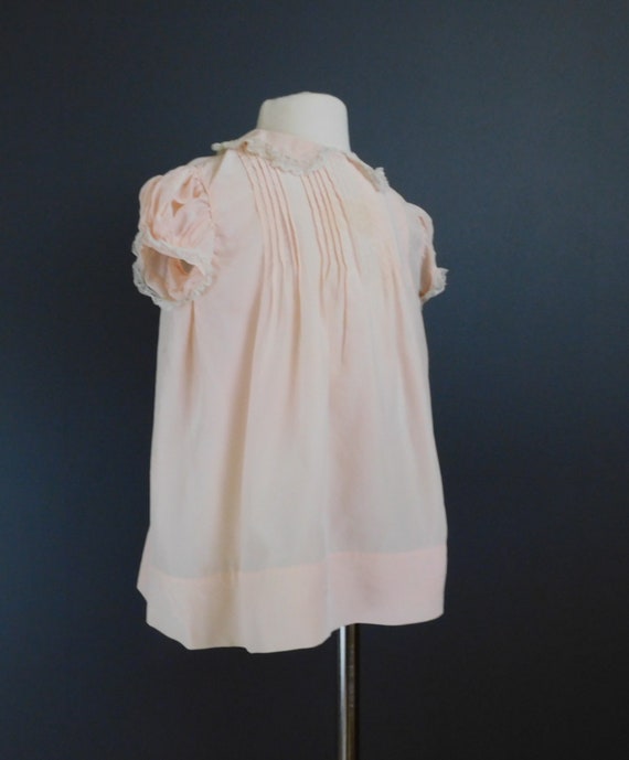 Vintage Peach Silk Toddler Baby Dress 1940s Lace … - image 4