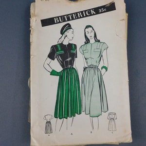 Mönster för klänning från 1940-talet, Butterick 3735, byst 32