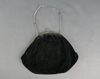 Vintage 1920s Burgundy Red Velvet Purse / Large 1910 20s Flapper