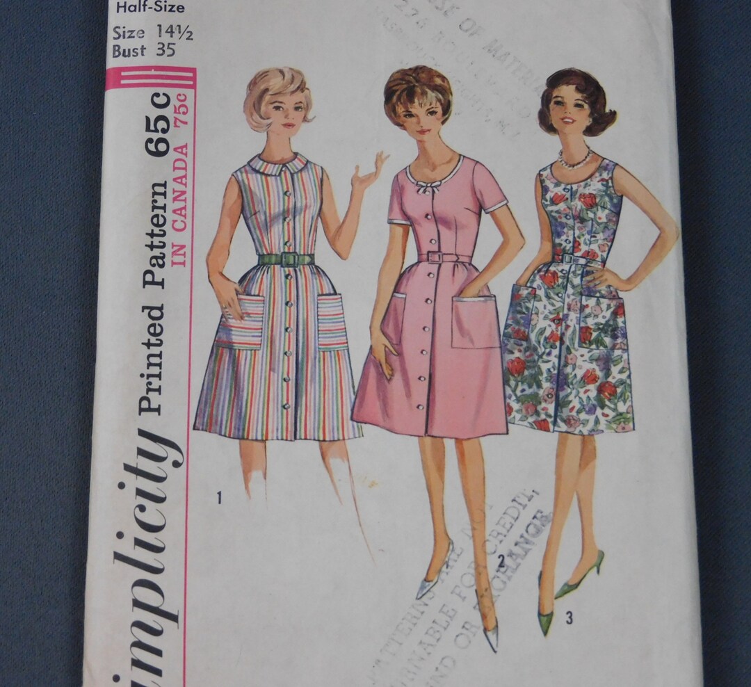 Vintage 1960s Dress Pattern Button Front, 35 Bust, Simplicity 5445 - Etsy