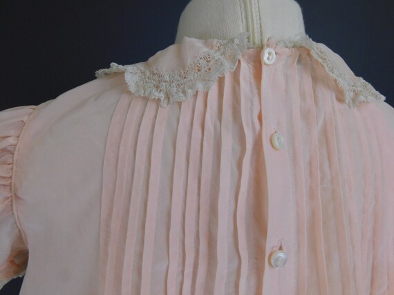 Vintage Peach Silk Toddler Baby Dress 1940s Lace … - image 8