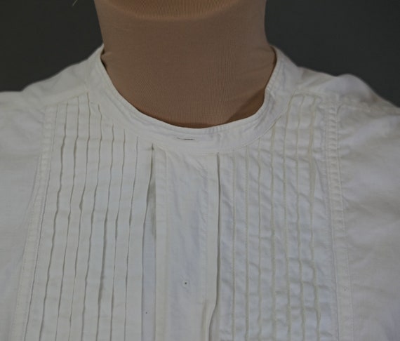 Antique 1910s Tuxedo Dress Shirt, White Cotton, 4… - image 5