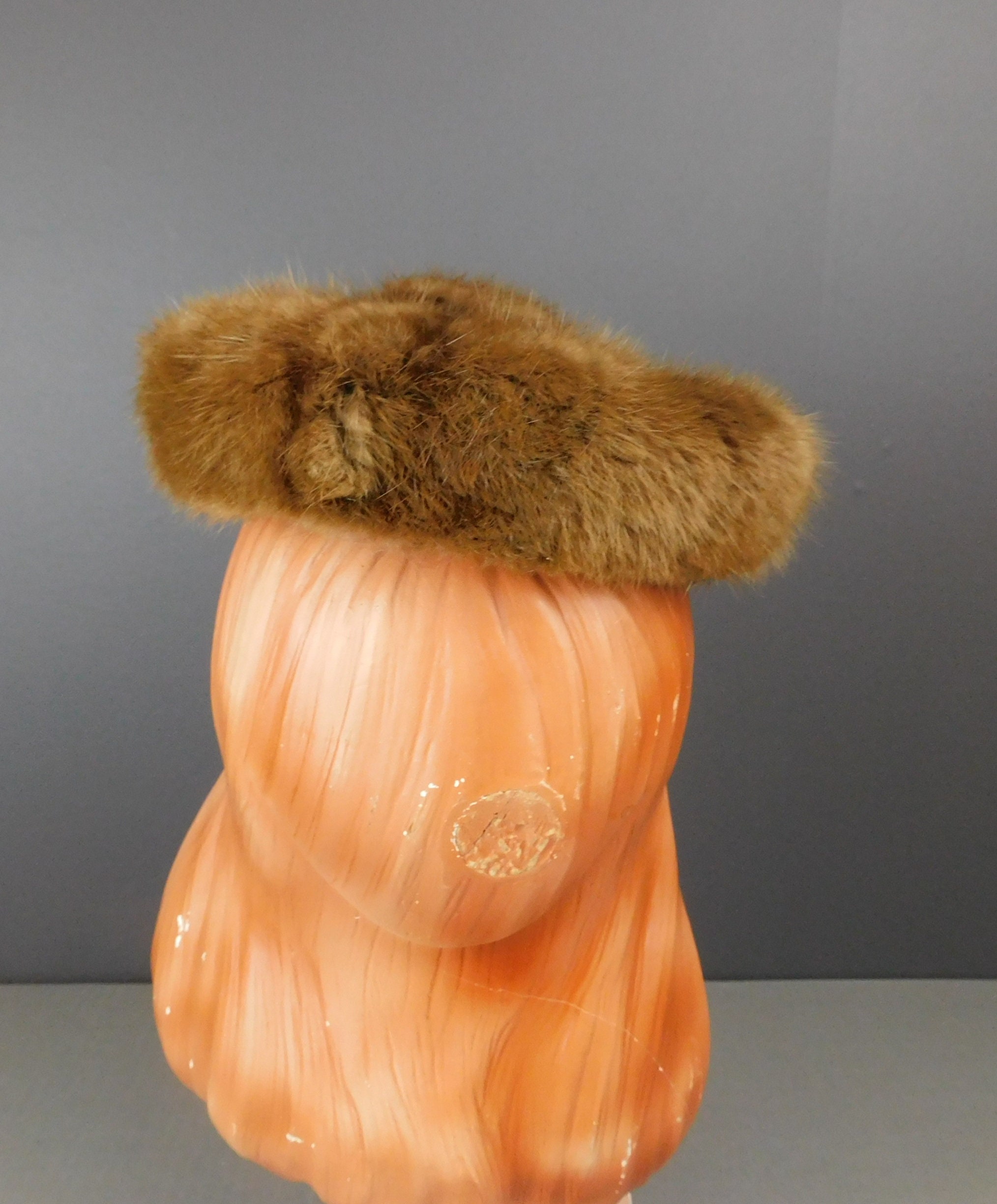 ヴィンテージ ミンク ファー トッパー ハット 1950 年代、オープン