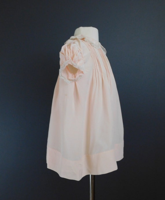 Vintage Peach Silk Toddler Baby Dress 1940s Lace … - image 5