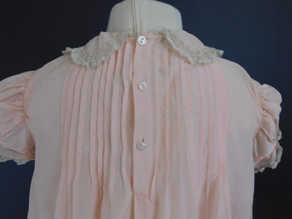 Vintage Peach Silk Toddler Baby Dress 1940s Lace … - image 7