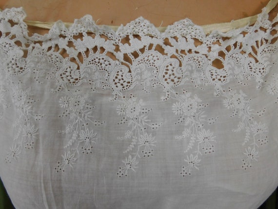 Antique Embroidered Cotton Wedding Gown Edwardian… - image 6