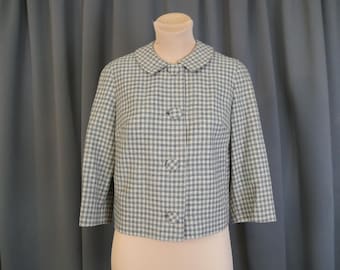 Vintage Grey & Ivory Wool Pendleton Suit Jacket, 36 bust, Tailored Plaid
