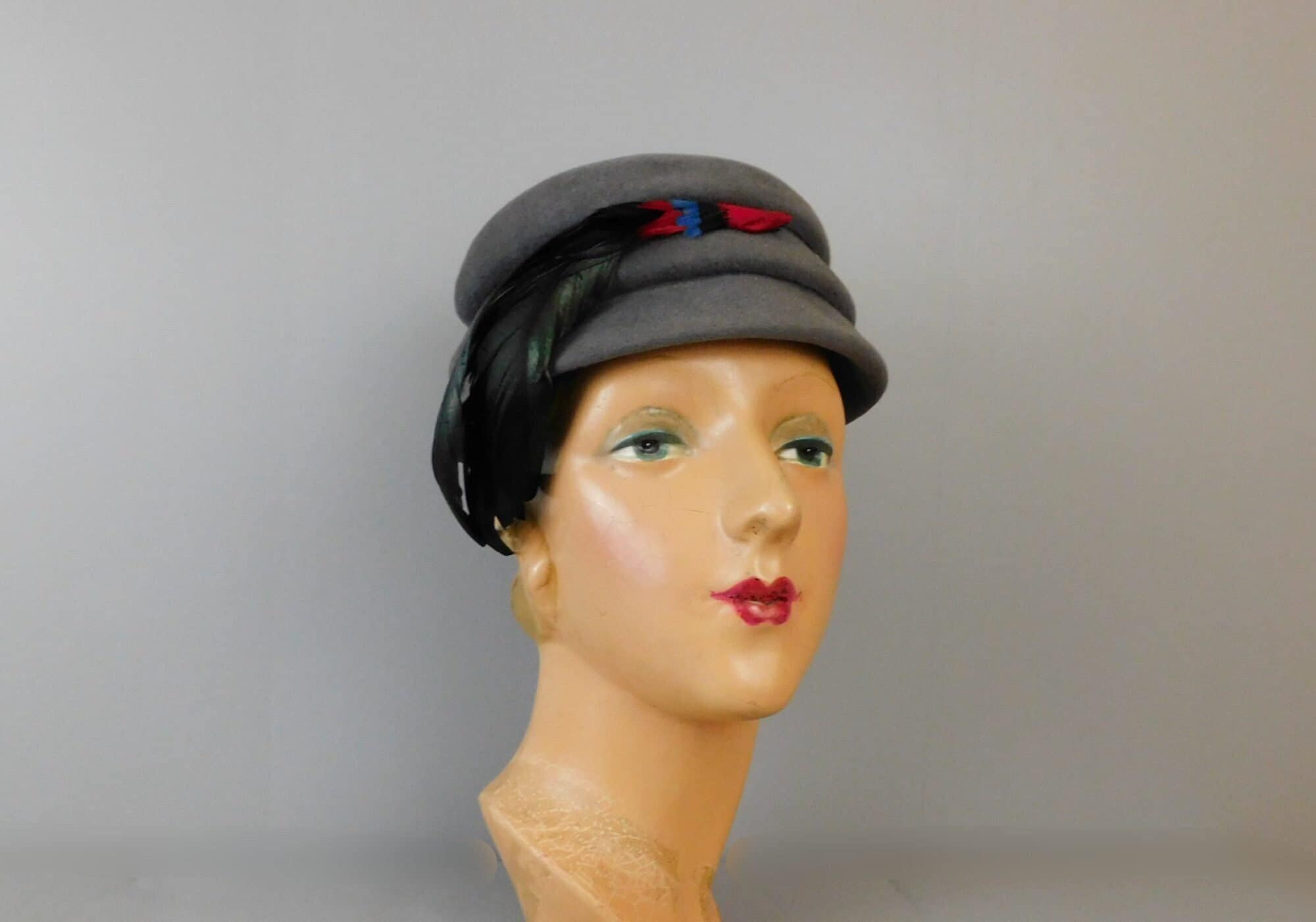 Vintage 1950s ladies gray felt hat iHPH7 Chemo Headwear for Women 1950s Accessories for Women  main image 3
