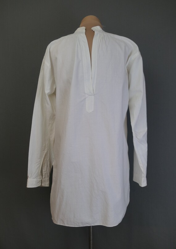 Antique 1910s Tuxedo Dress Shirt, White Cotton, 4… - image 8