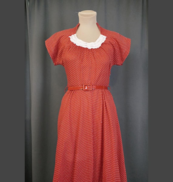 lindy bop red polka dot dress Vintage Dresses Lindy Bop Red Polka Dot Dress Lindy Bop 1940s Fashion Grable Tea Dress Polka