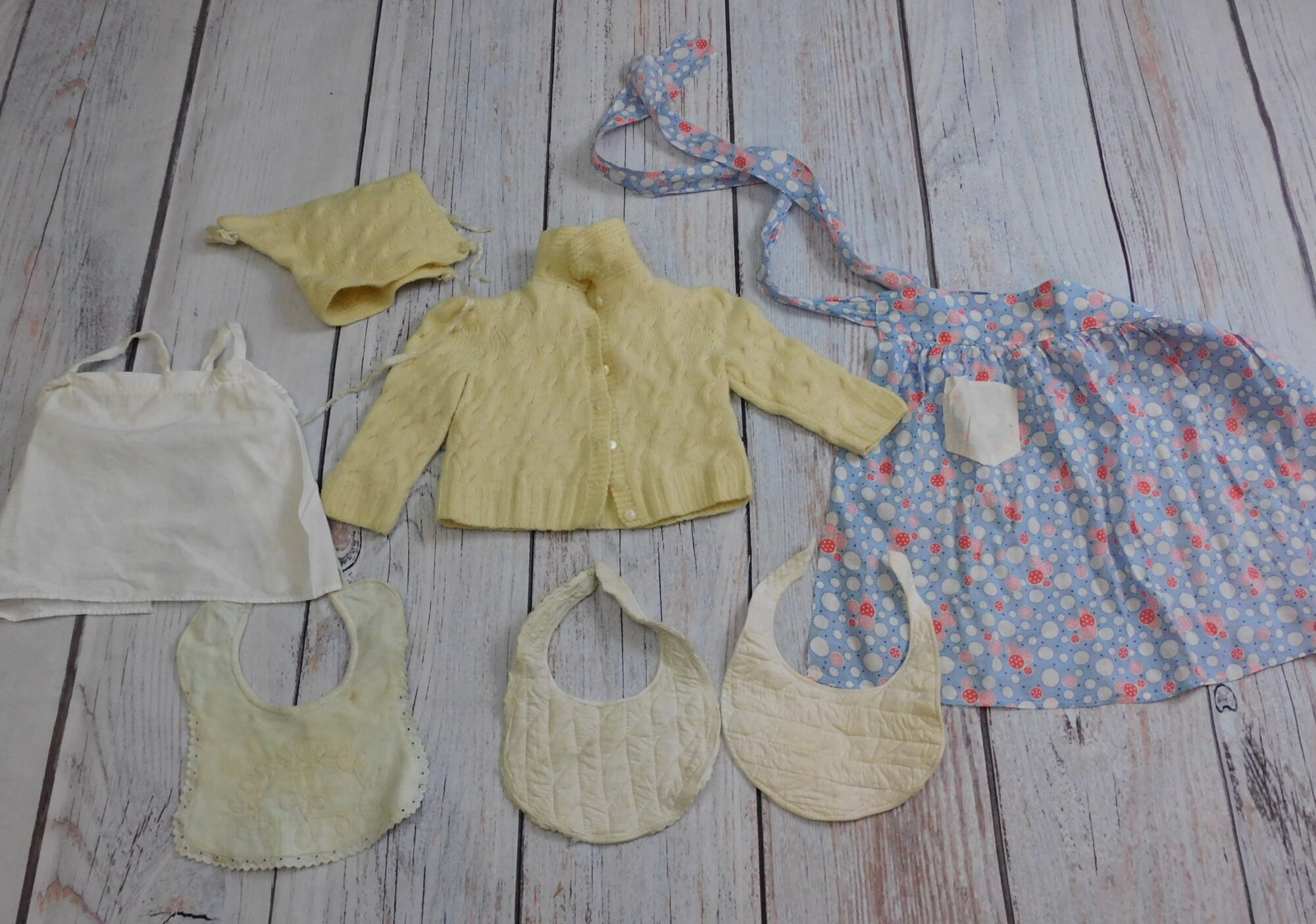 Vintage Aprons, Retro Aprons, Old Fashioned Aprons & Patterns Lot Of Vintage  Antique Baby  Toddler Clothing, 20 Pieces, Slips, Dresses, Sweater, Bibs, 1920S 1930S 1940S 1950S $35.00 AT vintagedancer.com