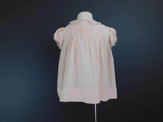 Vintage Peach Silk Toddler Baby Dress 1940s Lace … - image 1