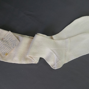 Vintage Civil War Stockings, Home Spun & Hand Knit Cotton, with Provenance, 1860s