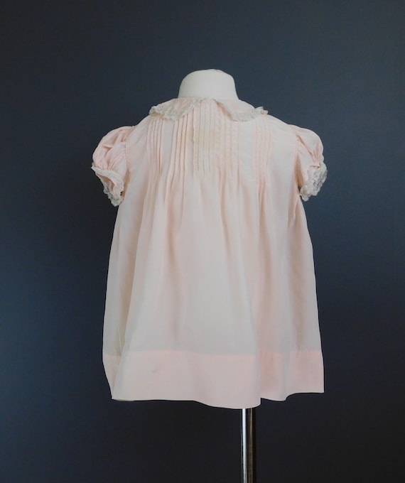 Vintage Peach Silk Toddler Baby Dress 1940s Lace … - image 2