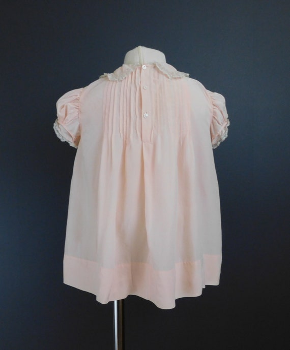 Vintage Peach Silk Toddler Baby Dress 1940s Lace … - image 6