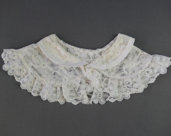 Vintage witte kanten kraag voor blouse of trui, 2 lagen, jaren 50 en 60