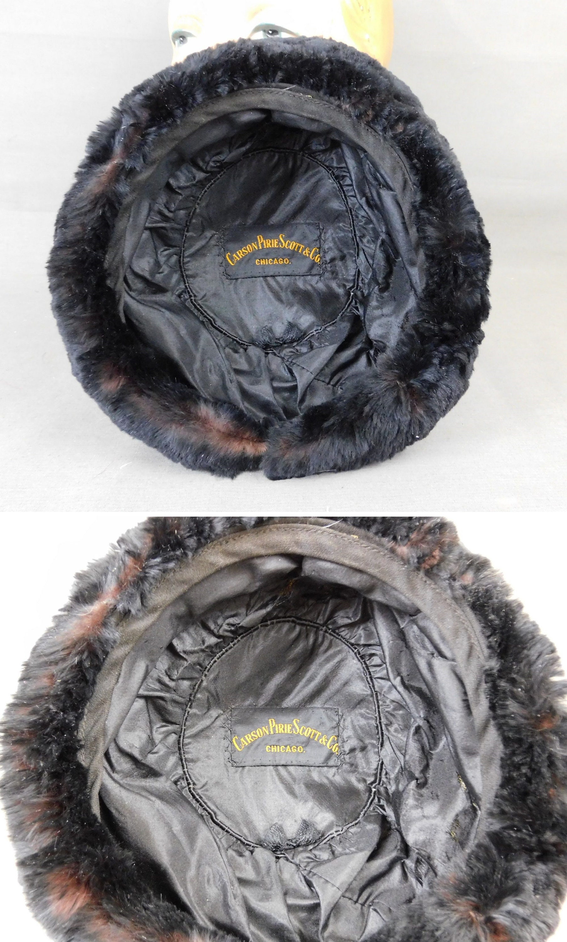 Vintage Carson Pirie Scott & Co. Black Wool Hat Sz 23 Lace Trim Dress Cap Carson Pirie Hat - Etsy main image 4