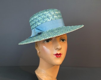 Sears Millinery Straw Sun Hat Wide Brim Vintage 1960s Faux  display picture 3