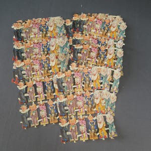 Hoja de 18 troqueles vintage de payasos cómicos, fabricada en Inglaterra, 2 pulgadas, para scrapbooking, manualidades, litografía, MLP 814