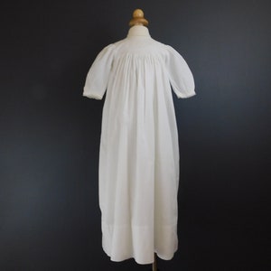 Antique Baby Dress, Victorian Infant Gown, White Cotton with Embroidery and Nainsook slip, some issues, fits 18 inch chest