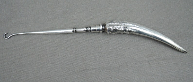 inches 1900s 10 Antique Shoe Button Hook Horn Shaped Monogrammed Men/'s