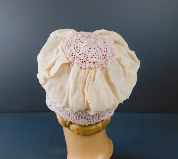 Vintage 1920s Pink Silk & Crochet Night Sleeping … - image 7