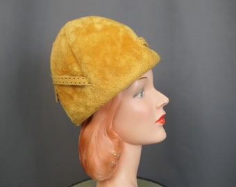 Vintage Yellow Gold Plush 1960s Hat Unusual Mr. John, fits 22 inch head