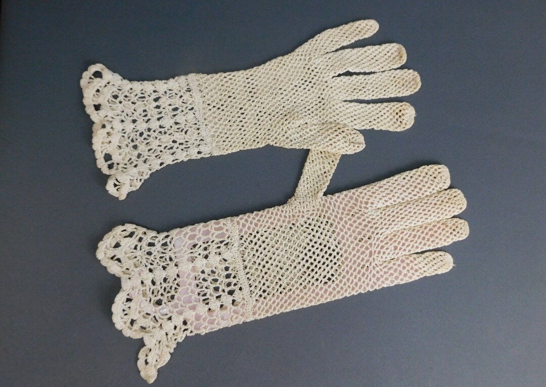 Antique Edwardian Crochet Dress Gloves 1900s XS Size 6 Ivory Etsy