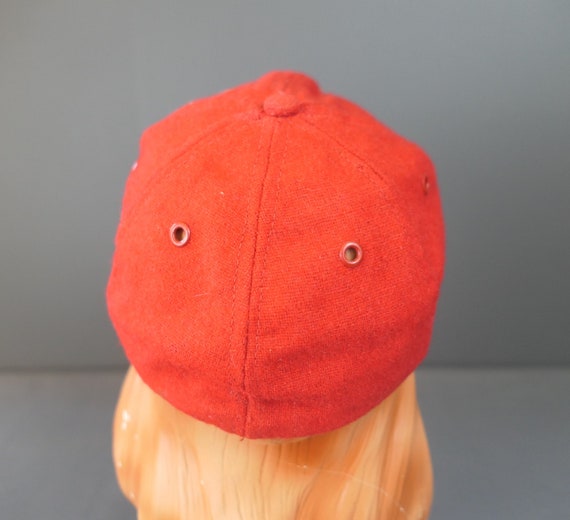 Vintage Red Wool 'C' Baseball Cap Hat, 1950s 1960… - image 8