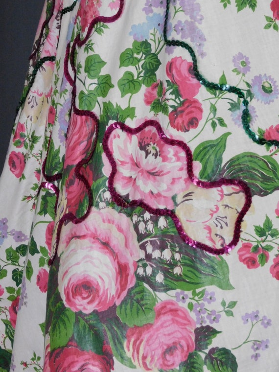 Vintage 1950s Full Skirt, Pink Lavender Flowers, … - image 9