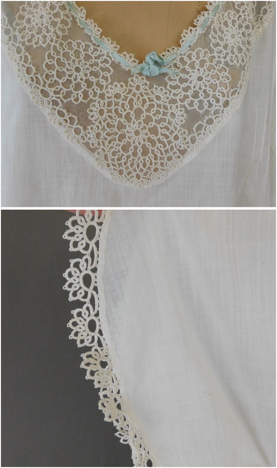 Vintage Edwardian Nightgown, 1900s White Cotton w… - image 5