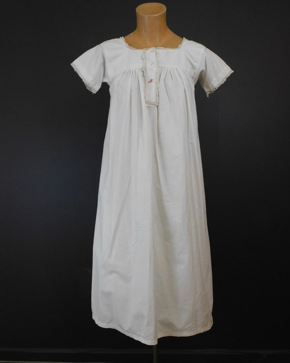 Antique White Cotton Nightgown XS 30 bust,1900s w… - image 2