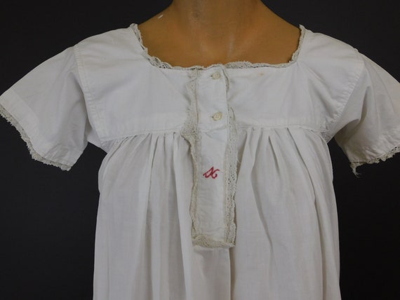 Antique White Cotton Nightgown XS 30 bust,1900s w… - image 3