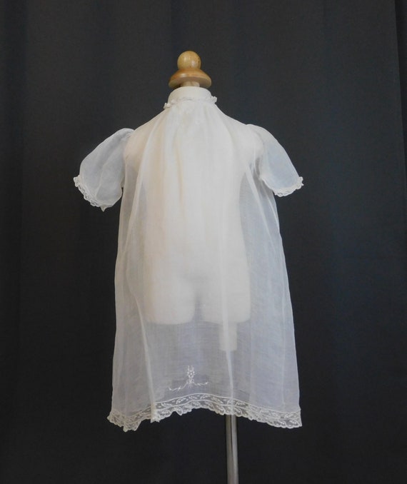 Vintage Sheer Cotton Baby Infant Gown, 1930s, 19 … - image 2