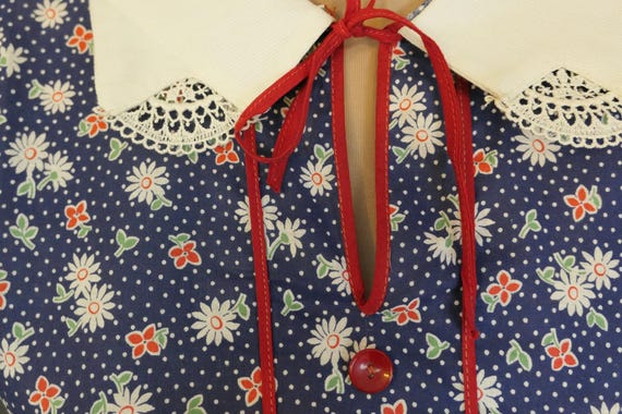 Vintage Blue Floral Dress 1930s Daisies & Polka D… - image 13
