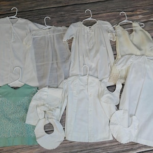Lot of 8+ Antique Baby & Toddler Clothing, Dresses Edwardian 1920s 1930s, Collars and Doll Bibs