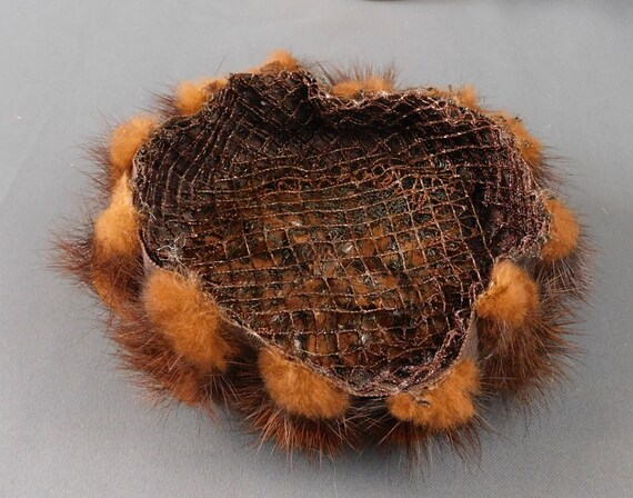 Vintage Dark Brown Mink Topper Hat, 1960s Evening, Tiny  display picture 2