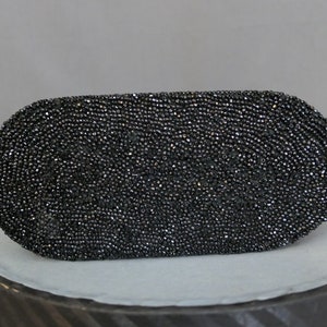 Vintage Black Beaded Evening Purse 1930s 1940s Sparkle Party Bag 8x6 inches image 8