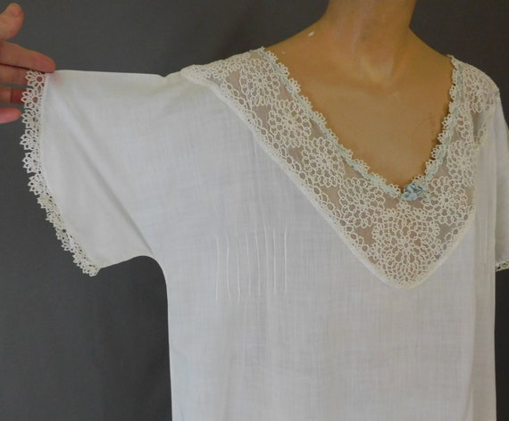 Vintage Edwardian Nightgown, 1900s White Cotton w… - image 6