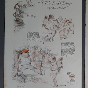Vintage The Kewpies and the Sad Fairy Rose O&#39;Neill verhaal en illustratie jaren 1910, originele tijdschriftpagina&#39;s