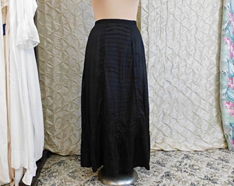 Victorian Black Cotton Slip Petticoat, 1800s  24 inch waist