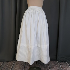 Antique Victorian Full Petticoat Slip, White Cotton, 27 inch waist, 1800s