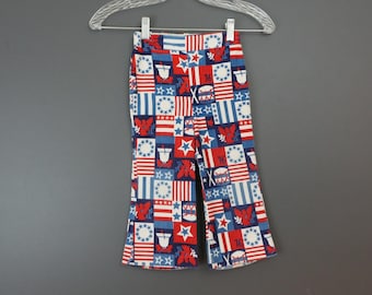 Vintage Red White & Blue Pants, 1776 Bicentennial, 1970s Child Toddler, corduroy