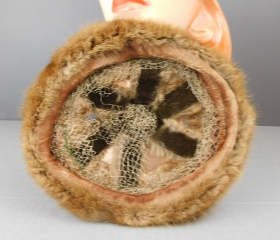 ヴィンテージ ミンク ファー トッパー ハット 1950 年代、オープン