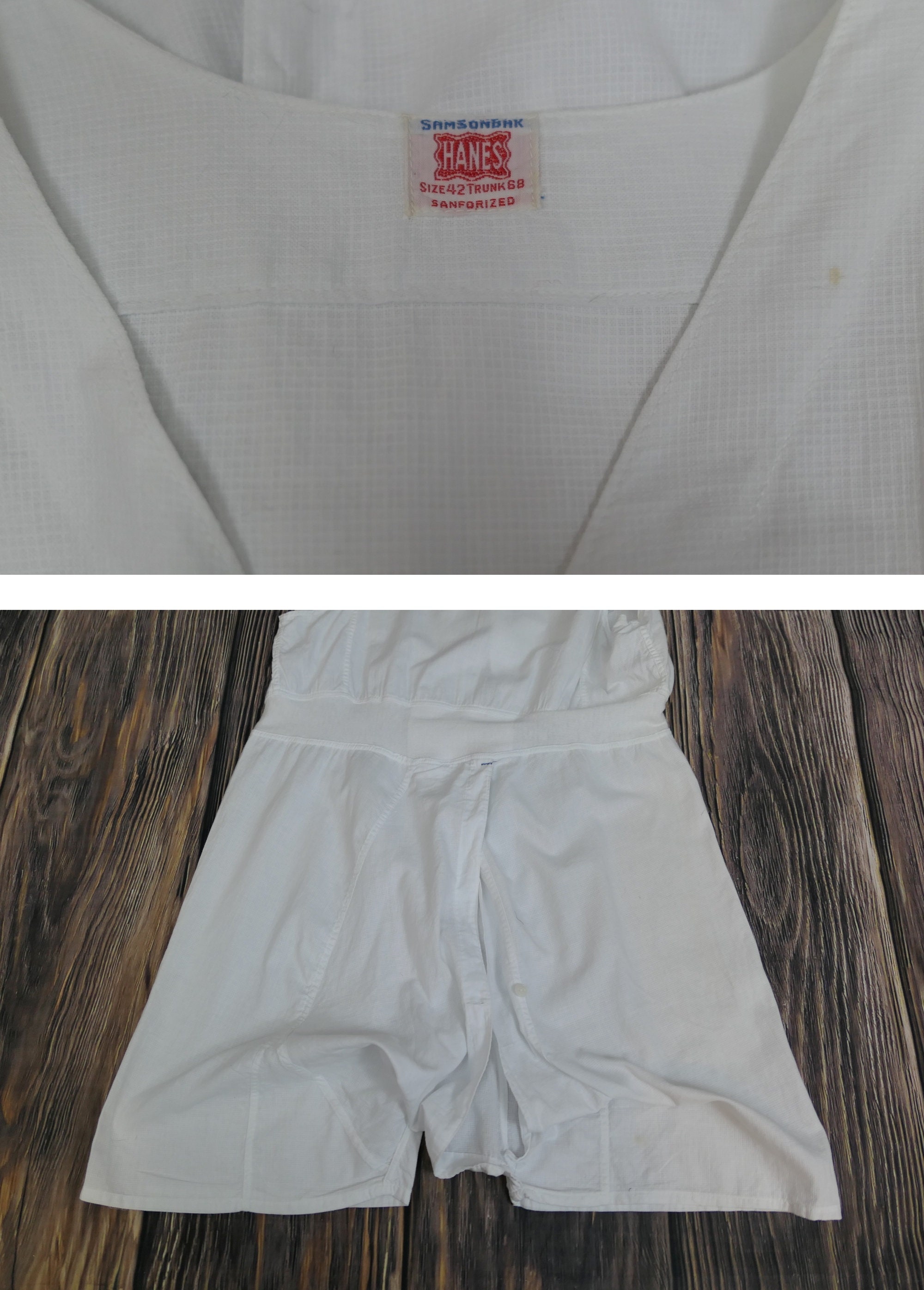 Vintage 1920s Men's Union Suit White Cotton, Hanes Large 42 Inch Chest,  Split Seat -  UK