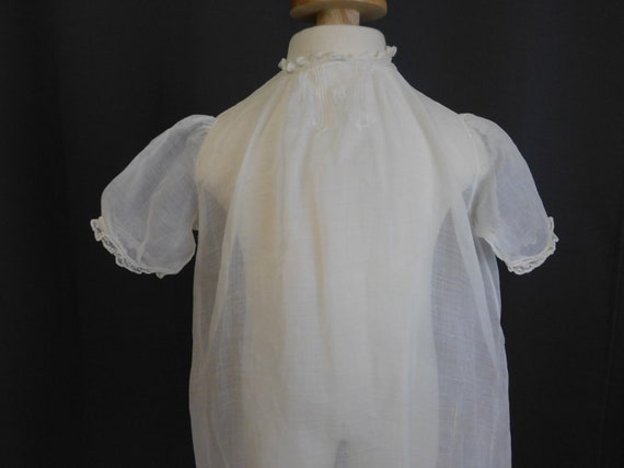 Vintage Sheer Cotton Baby Infant Gown, 1930s, 19 … - image 4