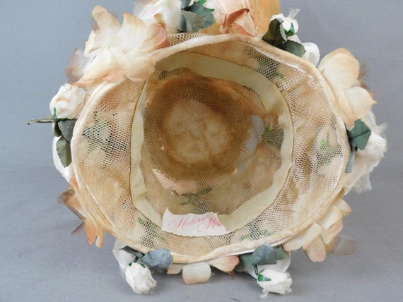 Vintage Ivory and Beige Floral Hat 1960s, Modern … - image 9